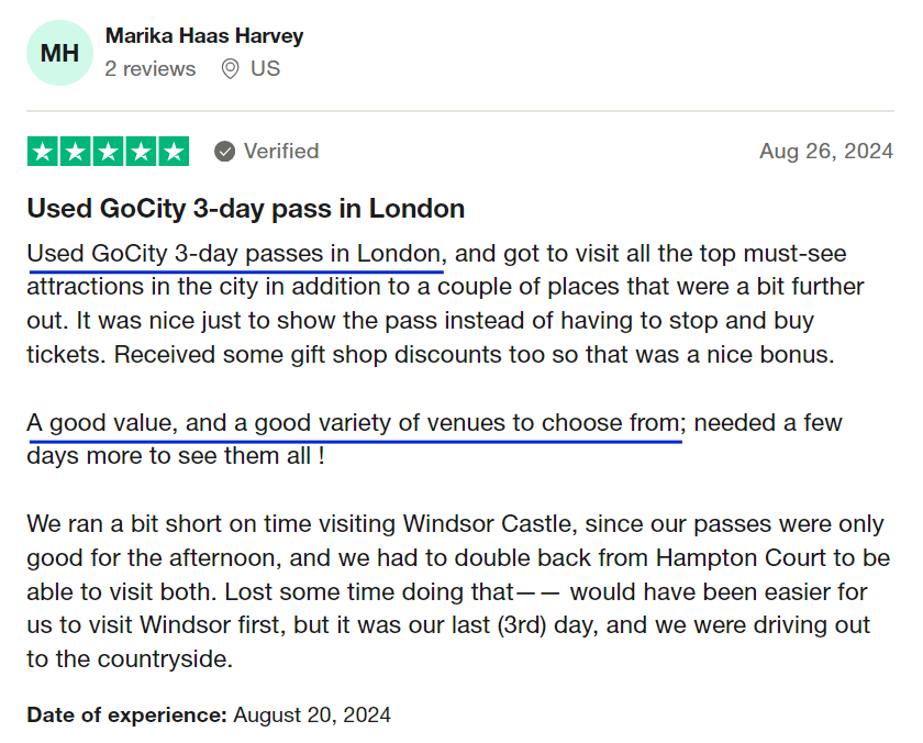 London Explorer Pass customer trustpilot