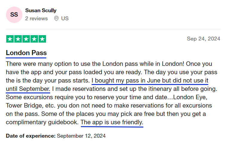 London Pass trustpilot review