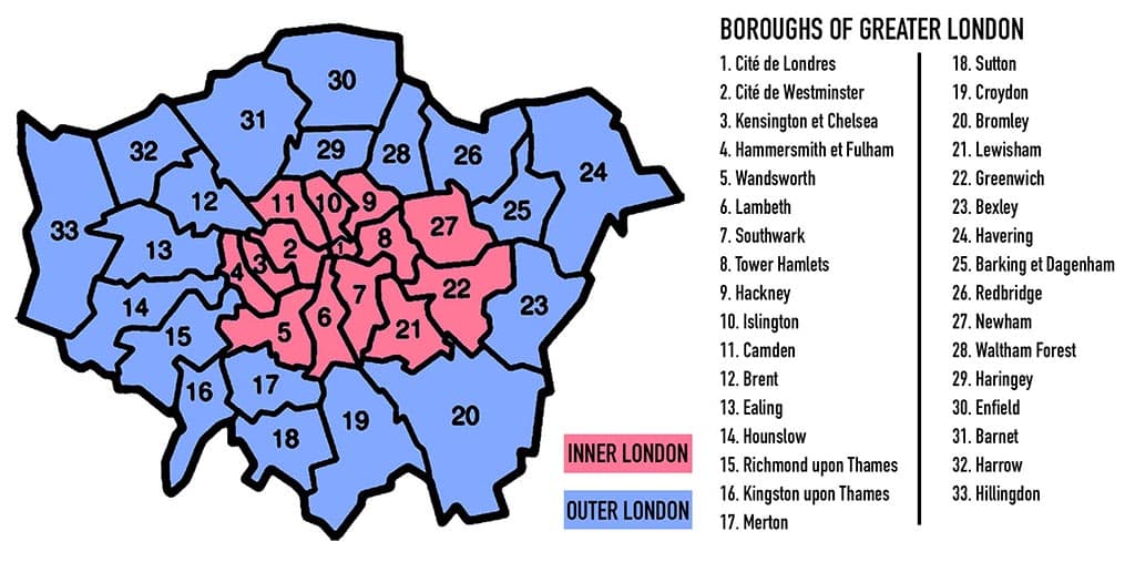 London Map: Greater London and Its Neighborhoods